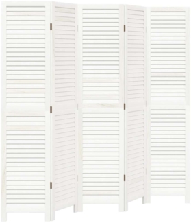 vidaXL 5-tlg. Raumteiler Weiß Massivholz Paulownia 358838