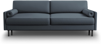 Micadoni Sofa Scott 3-Sitzer Strukturierter Stoff Blau 145x200