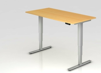 Sitz-Steh-Schreibtisch elektrisch XDSM16 160x80cm Nussbaum Gestellfarbe: Silber