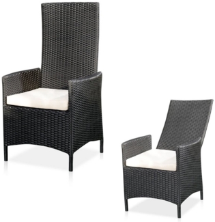 Garten hochlehner Sessel + Kissen Stuhl Balkon Sitzmöbel Rattansessel schwarz