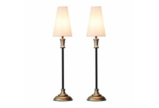 Mirabeau Tischleuchte Tischlampe 2er Set Obsonville silber/schwarz/creme