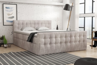 Boxspringbett Schlafzimmerbett ANKER 140x200cm in Stoff Preston Beige