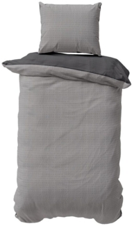 One Home Bettwäsche Doubleface Wende, Seersucker, 4 teilig, Mikrofaser Unifarben Übergröße
