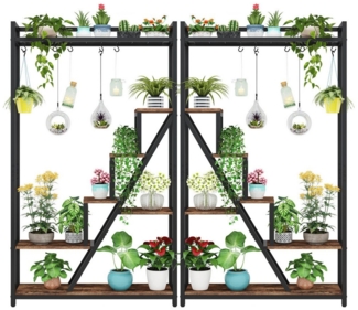 Tribesigns Blumenständer 180cm hoher Pflanzenständer, 7-stöckiges Pflanzenregal mit 5 S-Haken (2 St)