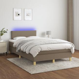 Boxspringbett mit Matratze & LED Stoff Taupe 120 x 200 cm, Härtegrad: H2 [3133545]