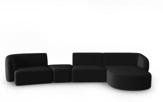 Micadoni Modulares Sofa Shane 5-Sitzer Rechts Samtstoff Schwarz