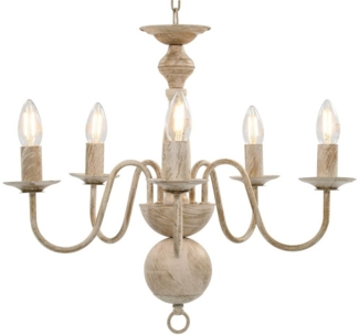 vidaXL Kronleuchter Antik Weiß 5×E14-Glühbirnen 281614