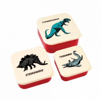 Rex London Lunchbox Snack Box 3er Set Prehistoric Land Dinosaurier, Kunststoff, BPA-frei, (Set, 3-tlg, ca. 11,5 x 11,5 x 5,5 cm (große Box), jede Box mit eigenem Design, passt genau in den größeren Behälter