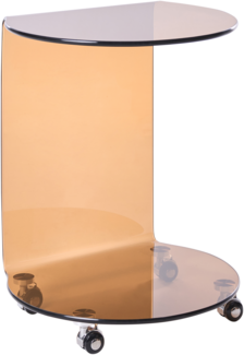 Beistelltisch MINTO Sicherheitsglas Braun mit Rädern