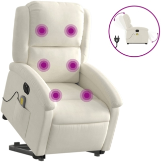 vidaXL Massagesessel mit Aufstehhilfe Elektrisch Creme Samt 3204342