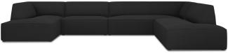 Micadoni 7-Sitzer Panorama Ecke rechts Sofa Ruby | Bezug Black | Beinfarbe Black Plastic