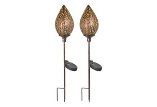 HTI-Living LED Solarleuchte Solarlampe Knospe 2er Set Soley, Solarstecker Gartenleuchte