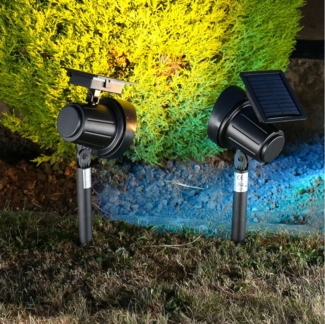 MARELIDA LED Solarleuchte LED Solar Gartenstrahler Gartenspot Farbauswahl/WW 25 Lumen 2St, LED Classic, mehrfarbig / bunt