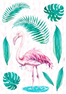 Komar Wandtattoo Flamingo - Größe 50 x 70 cm (9 St), selbstklebend, Wandsticker