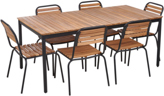 Essgruppe für 6 Personen VALLESE Akazienholz 180x90x76 cm Heller Holzfarbton