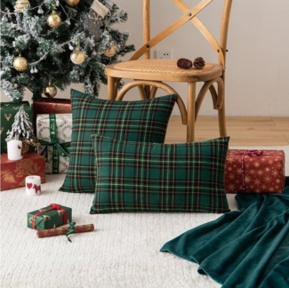 BTTO Kissenbezüge Kissenbezüge weihnachten 45x45cm,Kariert Plaid Quadratisch Kissenhülle, (2 Stück), für Dekor Schlafzimmer Wohnzimmer Couch Büro,Weihnachten