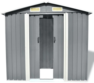 vidaXL Gartenschuppen Grau Metall 204 x 132 x 186 cm 42983