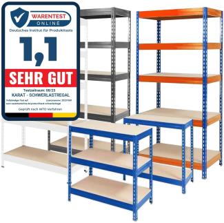 KARAT Schwerlastregal - Steckregal, Kellerregal, Lagerregal, Werkbank - Traglast bis 1250 kg - Schnelle Montage & Standsicher (Blau, 180 x 90 x 60 cm)