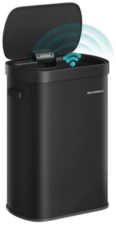 SONGMICS Mülleimer mit Sensor, automatischer Abfalleimer 50 L, Öffnen per Handbewegung oder Berühren, Softclose-Deckel, Stahl, inkl. 15 Müllbeutel, tintenschwarz