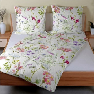TRAUMSCHLAF Bettwäsche Florenz, Mako Satin, 3 teilig, florales Design mit seidigem Glanz