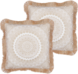 Kissen 2er Set Orientalisches Muster GERANIUM 45 x 45 cm Weiß