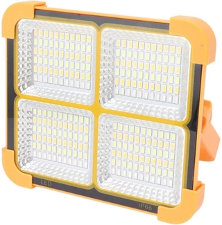 MODFU LED Baustrahler Akku Arbeitsleuchte Solar Strahler Tragbar Campinglampe, 5 Lichtmodi 10000 Lumen IP66 wasserdicht 3 Ladeoptionen, LED fest integriert, weiß, warm, weiß und warm, rot oder blau SOS-Signal, für Camping Notfall Garage Outdoor Werksta...