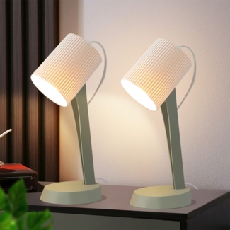ZMH Nachttischlampe Wohnzimmer Tischleuchte mit Kabel - Tischlampe 2er Set Kleine Lampe 37.4 cm Grün E14 Tischlampen Moderne Landhausstil für Esstisch Schlafzimmer - Ohne Leuchtmittel