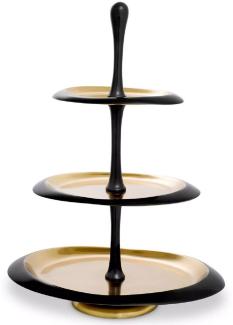 Casa Padrino Luxus Etagere Schwarz / Gold 35 x 26 x H. 48,5 cm - Ovale Kuchen & Keks Etagere - Gastronomie Accessoires - Restaurant Accessoires - Hotel Accessoires - Luxus Accessoires