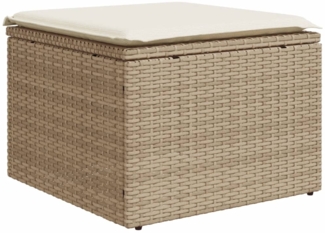 vidaXL Gartenhocker mit Kissen Beige 55x55x37 cm Poly Rattan 366055