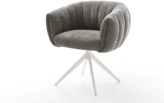 Drehstuhl Jada-Flex Bouclé Soft Schlamm Kreuzgestell breit Weiß 360° drehbar Wippfunktion Taschenfederkern