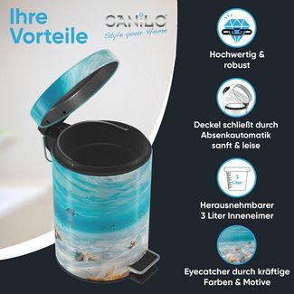 Sanilo Kosmetikeimer mit Motiv, viele schöne Bad Mülleimer zur Auswahl, 3 Liter, Abfalleimer mit Absenkautomatik & Innenbehälter
