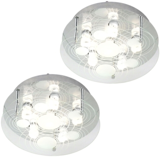 2x Deckenleuchte, 6-Flammig, Glas satiniert, D 33 cm