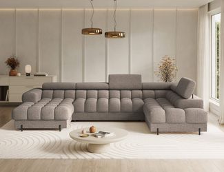 MOEBLO Ecksofa Vinca, Modernes U-Form Sofa mit Schlaffunktion, großem Stauraum und verstellbaren Kopfstützen für flexible Wohnraumgestaltung, Eckcouch Wohnlandschaft Sofa mit Ottomane Eckgarnitur Polsterecke, Links- oder rechtsseitig montierbar (BxHxT)...