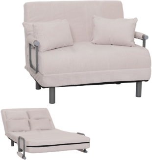 Mendler Schlafsessel HWC-K29, Klappsessel Schlafsofa Gästebett, Liegefläche 190x100cm, Stoff Cord (330g/m²) ~ creme-weiß