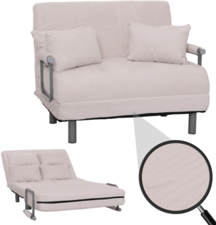 Mendler Schlafsessel HWC-K29, Klappsessel Schlafsofa Gästebett, Liegefläche 190x100 cm, Stoff Cord (330g/m²) ~ creme-weiß