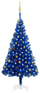 vidaXL Künstlicher Weihnachtsbaum Beleuchtung & Kugeln Blau 180 cm 3077509