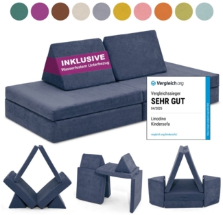 Linodino Kindersofa Spielsofa I aus Schaumstoff Bausteine I Spielcouch für Kinder, Wasserfeste Unterbezüge, Waschbare Chenille Bezüge 30°