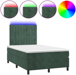vidaXL Boxspringbett mit Matratze & LED Dunkelgrün 120x190 cm Samt 3270326