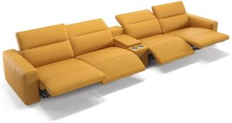 Sofanella Ledercouch LENOLA Kinosofa Homecinema Kinositz in Gelb XL: 426 Breite x 109 Tiefe