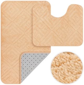 HOMELUX Badematte Badgarnitur 2-teilig mit Ausschnitt, weich & rutschfest, 2BF58, Größe: 50x80cm+40x50cm