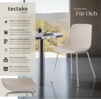 tectake Esszimmerstuhl Kunststoffstühle Mave, ergonomisch, Belastbarkeit 120 kg (Set, 6 St), Ergonomische Formgebung für hohen Sitzkomfort