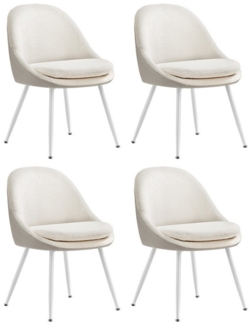 VASAGLE Esszimmerstuhl 4er Set, Küchenstuhl, bis 120 kg belastbar, Kissen mit 5,5 cm dickem Schaumstoff gepolstert, nach außen stehende Beine, für Büro Wohnzimmer, cremeweiß-wolkenweiß KDCDE184W14