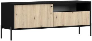 Selsey 'Raviero' TV-Lowboard mit Schublade, Schwarz / Artisan Eiche, 58 x 150 x 40 cm