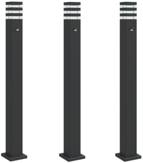 vidaXL Wegeleuchten mit Bewegungsmelder 3 Stk. Schwarz 110cm Aluminium 4006404