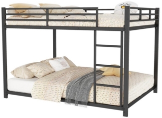 SOFTWEARY Etagenbett mit 2 Schlafgelegenheiten, Lattenrost und Leiter (140x200 cm), Kinderbett mit Rausfallschutz, Metallbett