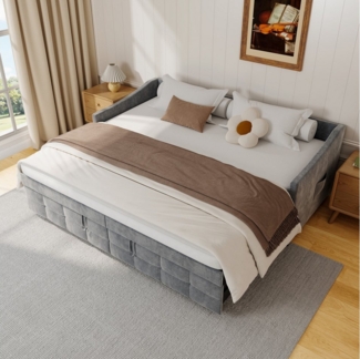 Furnishings Home Polsterbett Daybett Tagesbett Ausziehbett (1 tlg), Schlafsofa, Mit Unterbett, 90x200 cm/180x200 cm, Lattenrost, Samt