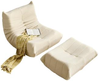 WISHDOR Sofa Loungesessel, Wohnzimmer Sofa, Einzelsofa Sitzsack, Teddyfleece+Schaumstoff mit hoher Dichte 2 Teile, Produkt als komprimierte Verpackung