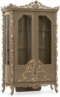 Casa Padrino Luxus Barock Vitrine Grau / Gold - Prunkvoller Massivholz Vitrinenschrank mit 2 Türen - Luxus Möbel im Barockstil - Barock Möbel - Edel & Prunkvoll