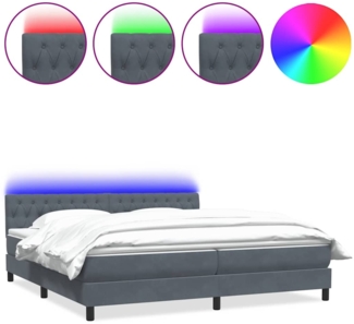 vidaXL Boxspringbett mit Matratze Dunkelgrau 200x210 cm Samt 3317188