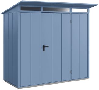 Hörmann Ecostar Metall-Gerätehaus Elegant mit Pultdach Typ 1, 108x238 cm , taubenblau, 2,6 m²,1-flüglige Tür